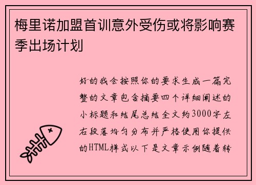 梅里诺加盟首训意外受伤或将影响赛季出场计划